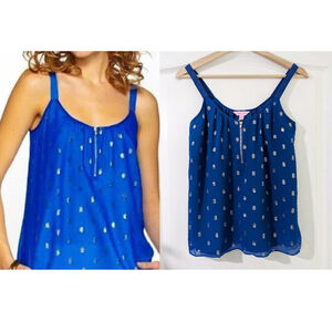 Lilly Pulitzer | Chevonne Silk Tank Top in Blue/Dots